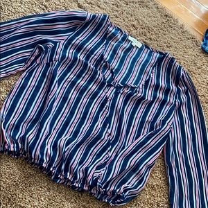 Red whit and blue blouse (sheer)